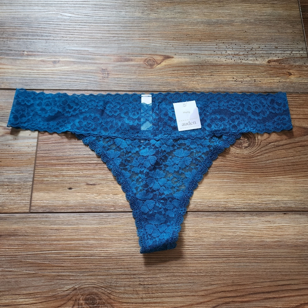 Auden Panties Womens XL Teal Lace Thong NEW